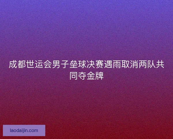 成都世运会男子垒球决赛遇雨取消两队共同夺金牌