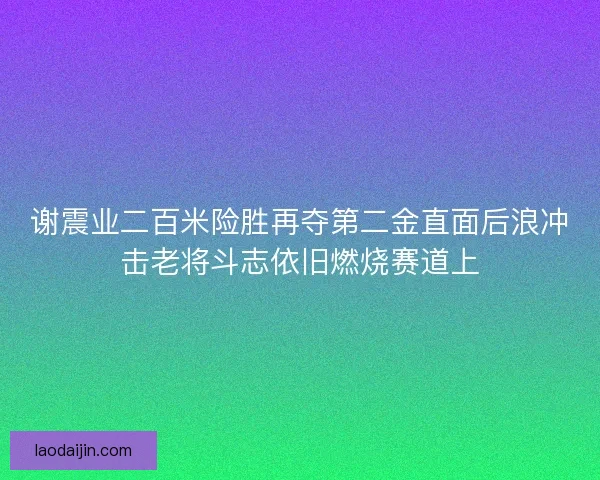 谢震业二百米险胜再夺第二金直面后浪冲击老将斗志依旧燃烧赛道上 谢震业二百米险胜再夺第二金直面后浪冲击老将斗志依旧燃烧赛道上