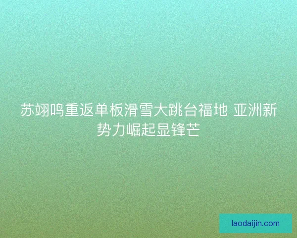 苏翊鸣重返单板滑雪大跳台福地 亚洲新势力崛起显锋芒 苏翊鸣重返单板滑雪大跳台福地 亚洲新势力崛起显锋芒